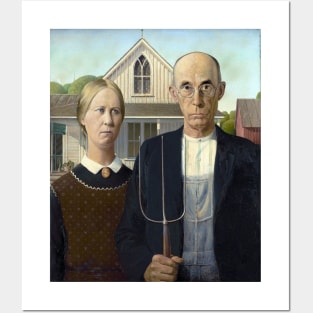 American Gothic, by Grant Wood, Oil on Beaverboard, 1930. Posters and Art